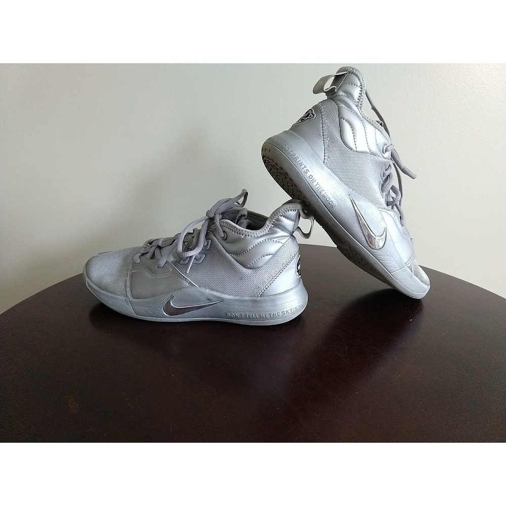 Nike PG 3 NASA Apollo 11 Shoes Silver Kids Size 6Y CI2667-001